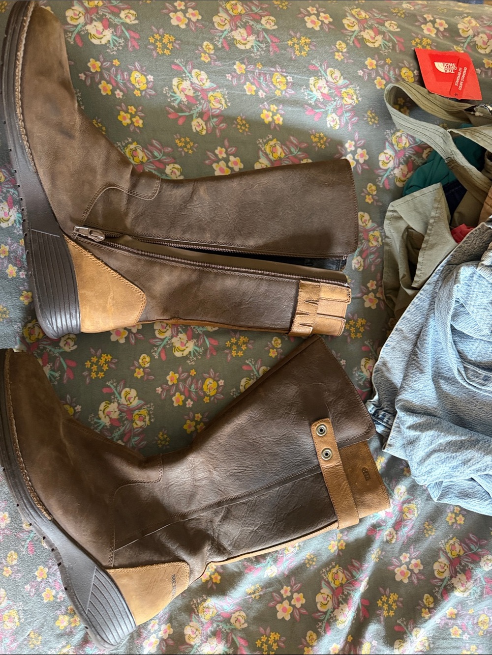 Merrell Brown Tall Zip Winter Riding Boots with Tan Accents